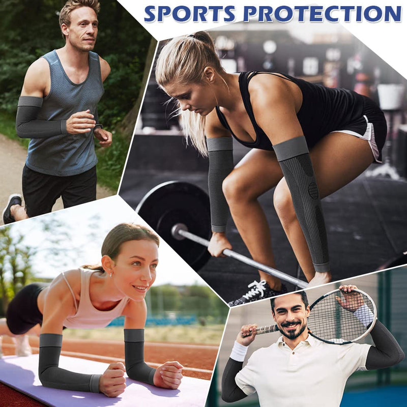 beister Compression Arm Sleeves Elbow Supports: Full Arm Supports Protection for Men & Women (Pair), Non-Slip Breathable Sports Arm & Elbow Braces for Arthritis, Lymphedema, Bursitis, Workout Black Medium - BeesActive Australia