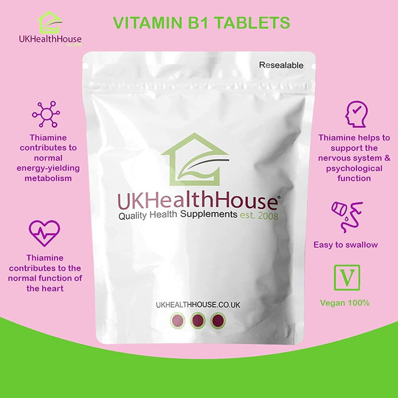 Vitamin B1 Thiamine 100mg x 90 Tablets - High Strength Heart & Nervous System, Immune and Psychological Function & Energy Release, Vegan, Gluten-Free - BeesActive Australia