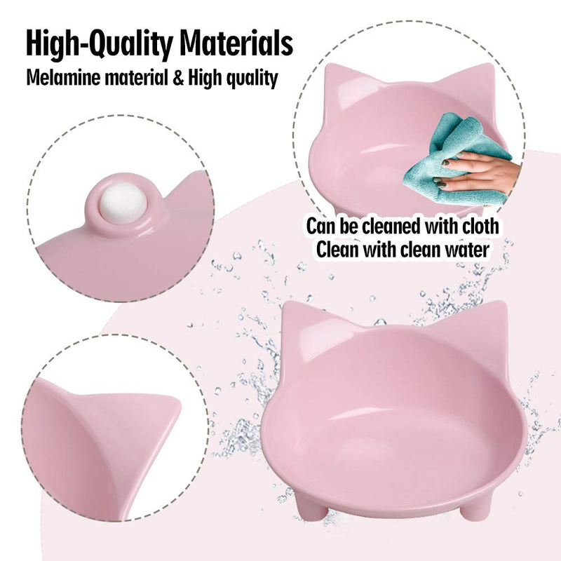 Cat Bowl Non Slip Cat Food Bowls,Pet Bowl Shallow Cat Water Bowl to Stress Relief of Whisker Fatigue,Dog Bowl Cat Dish Cat Feeding Wide Bowls for Puppy Cats Small Animals (Safe Food-Grade Material) Pink+White - BeesActive Australia