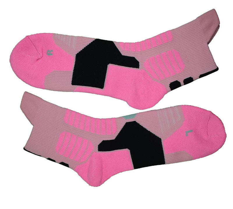 [AUSTRALIA] - Mkkoluy Professional Ankle Basketball Socks for People with Shoe Size 6-11(2/4 Pairs) 2 Pairs Pink 