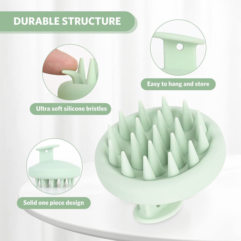 Sndyi Silicone Scalp Massager Shampoo Brush, Scalp Brush for Hair Growth and Head Massage, Scalp Scrubber/Exfoliator for Dandruff Removal, Silicone Hair Scalp Massager, Wet & Dry Use, Fir Green - BeesActive Australia