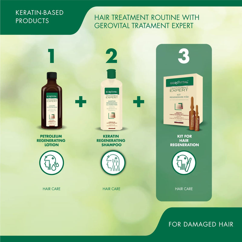 Serum Kit for Hair Regeneration, Stimulates the Hair Growth, Hidrates the Hair and Prevents Its Loss, Gerovital Tratament Expert - BeesActive Australia