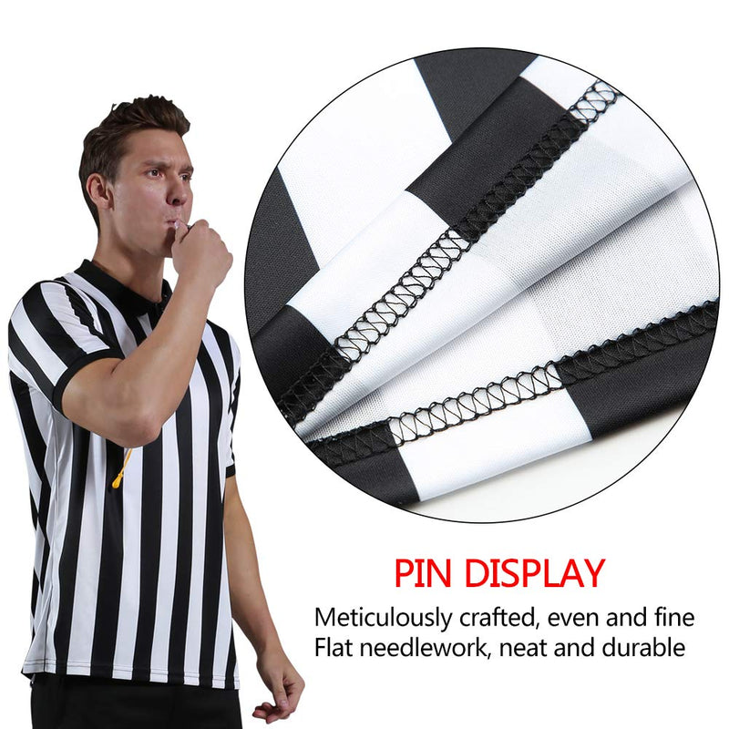 Shinestone Referee Shirts with Whistle, Men's Zipper Neck Basketball Football Soccer Sports Referee Umpire Shirt Referee Shirt Jersey Costume Short Sleeves, Perfect for Outdoor Sports Small - BeesActive Australia