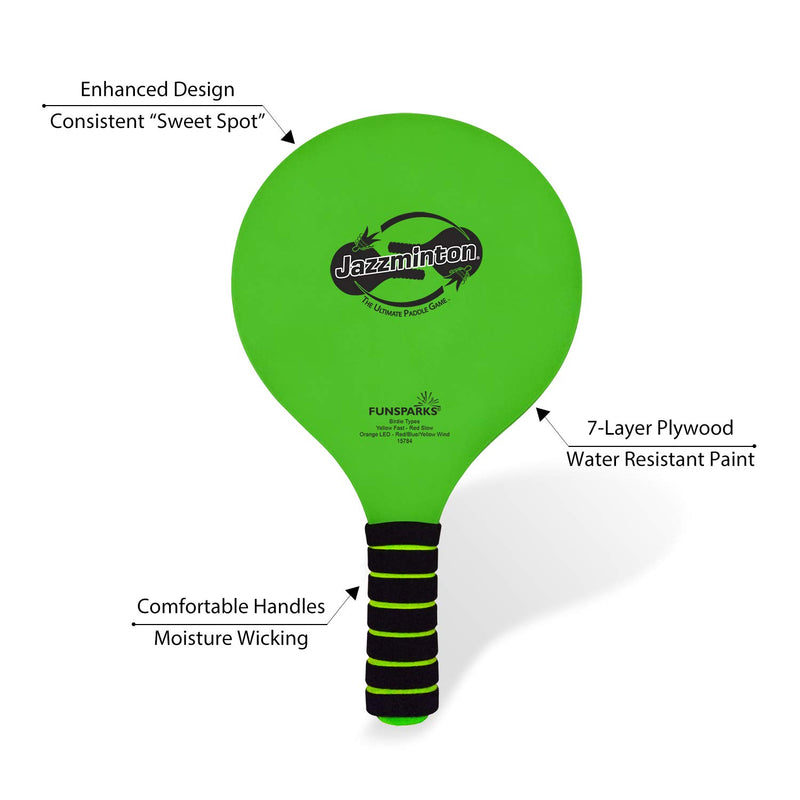 Funsparks Paddle Ball Game Jazzminton Deluxe with LED Birdie - Indoor/Outdoor Game for Kids, Teens and Adults - BeesActive Australia