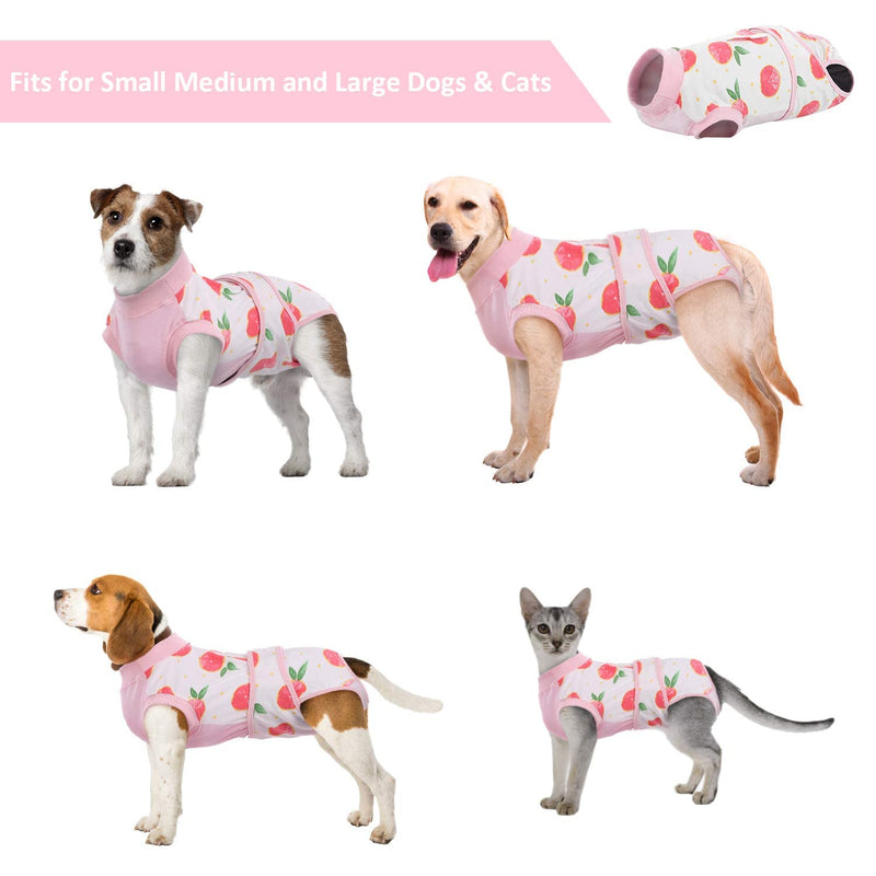 Kuoser Recovery Suit for Dogs Cats After Surgery, Professional Pet Recovery Shirt Dog Abdominal Wounds Bandages, Substitute E-Collar & Cone,Prevent Licking Dog Onesies Pet Surgery Recovery Suit Large (Back:16.1-20.1'', Weight:23-48 LB) Pink - BeesActive Australia