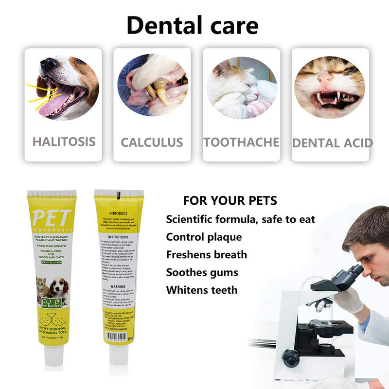Puppycute 2 Pack Pet Toothbrush and Toothpaste for Dogs & Cats, Best Soft Silicone Pet Finger Toothbrush for Small Dogs Puppy Doggy, Dog Toothpaste Beef Flavor - BeesActive Australia
