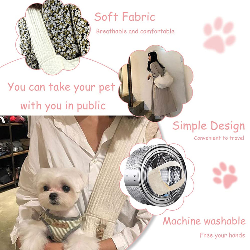 NATUYA Small Dog Carrier Sling Cat Sling-Dog Slings for Carrying Small Dogs-Adjustable Strap Hand Free Pet Puppy for Outdoor Traveling Subway white canvas - BeesActive Australia