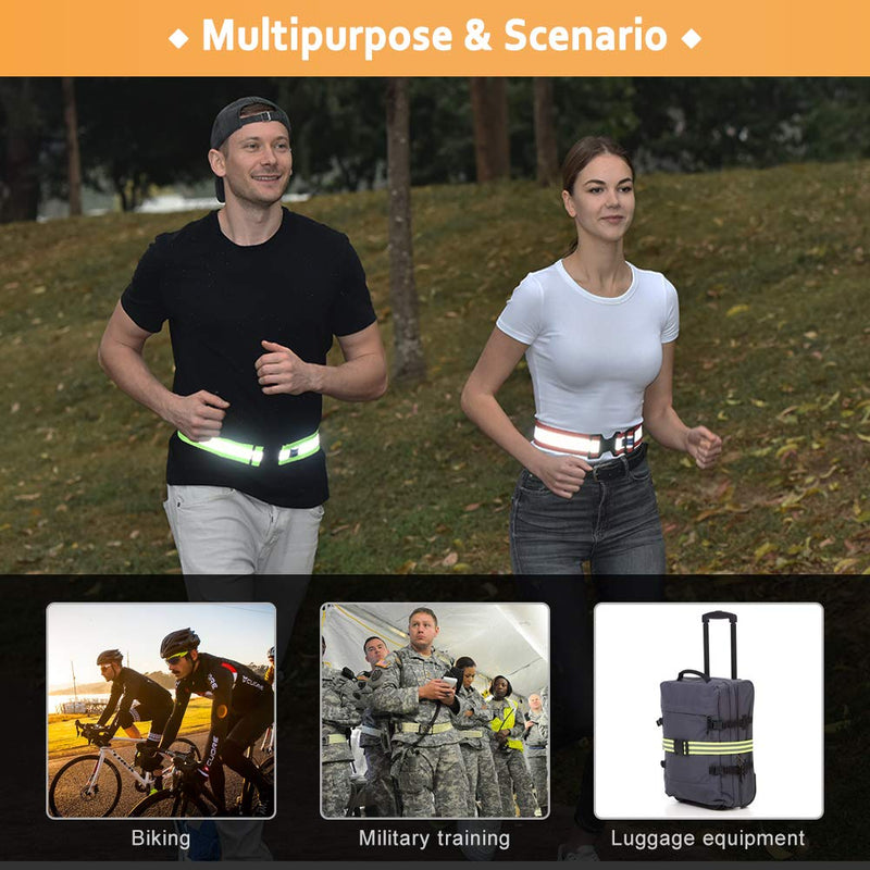 A-SAFETY Glow Belt - Running Belt - Reflective Belt - PT Belt - Military Reflective Belt(Yellow,Orange,Black,White) White - BeesActive Australia
