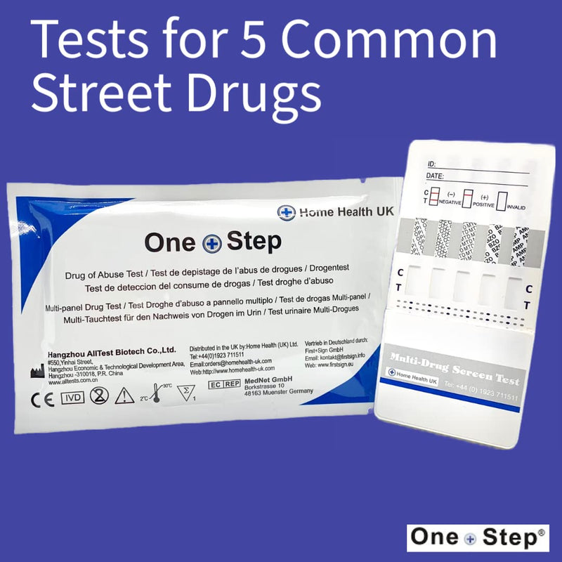 5 x 5 Panel Urine Home Drug Test Kit - Tests for Cocaine, Heroin, Speed, Valium and Methadone 5 Tests - BeesActive Australia