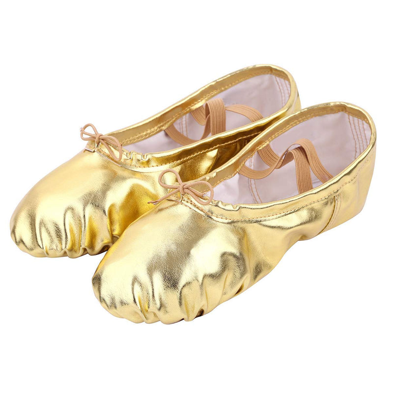 Nexete Ballet Shoes Split-Sole Slipper Flats Ballet Dance Shoes for Toddler Girl Kid Women in Gold,Silver,Pink Glitter Colors 6 Women/5 Men - BeesActive Australia