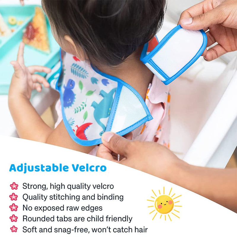 Baby bibs Waterproof Feeding bib - Starter Bib with Catcher Pocket For Todder Infants Washable Soft 4Pac 6-24M colour1 - BeesActive Australia