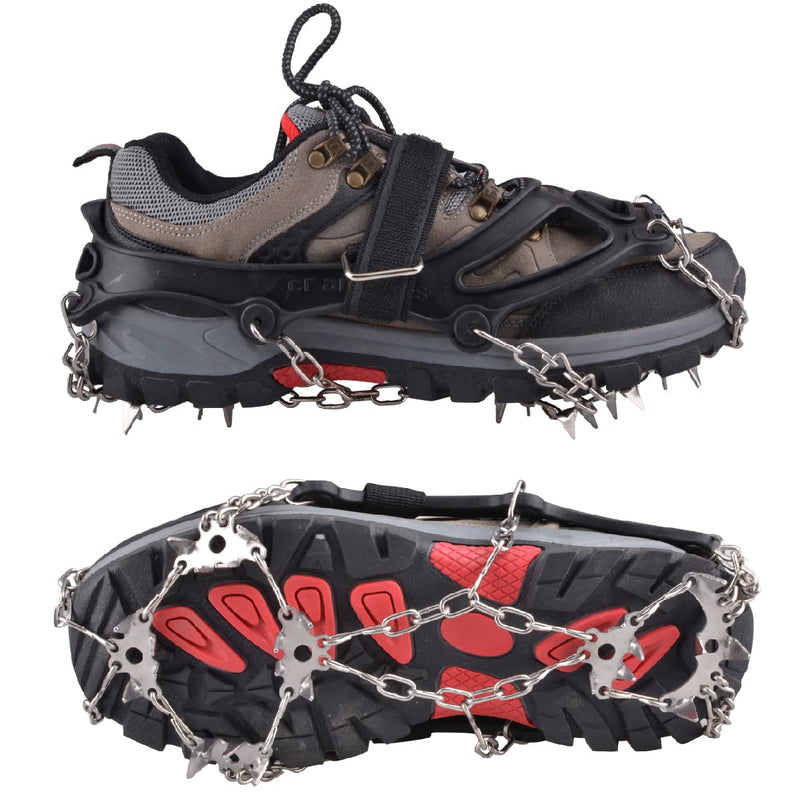 TRIWONDER Ice Cleats Crampons Traction Snow Grips Ice Grippers for Boots Shoes Women Men Kids Anti Slip 18 24 Stainless Steel Spikes Safe Protect for Hiking Fishing Walking Climbing Mountaineering Black - 24 Spikes Medium - BeesActive Australia
