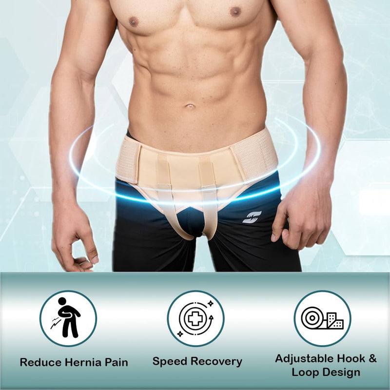 Wonder Care WC Hernia Belts Support Truss for Double sided Inguinal Hernia Belt for men with 2 Removable Compression Pads & Adjustable Groin Straps Surgery & injury Recovery belt (Small 28"-32") L (Pack of 1) - BeesActive Australia