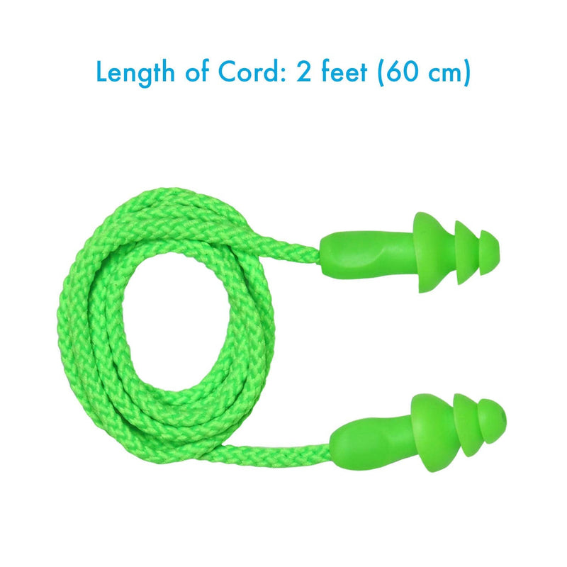 25 Pairs Corded Ear Plugs Soft Silicone Reusable Earplugs Noise Cancelling for Hearing Protection, Sleeping (Green) Green 25 - BeesActive Australia