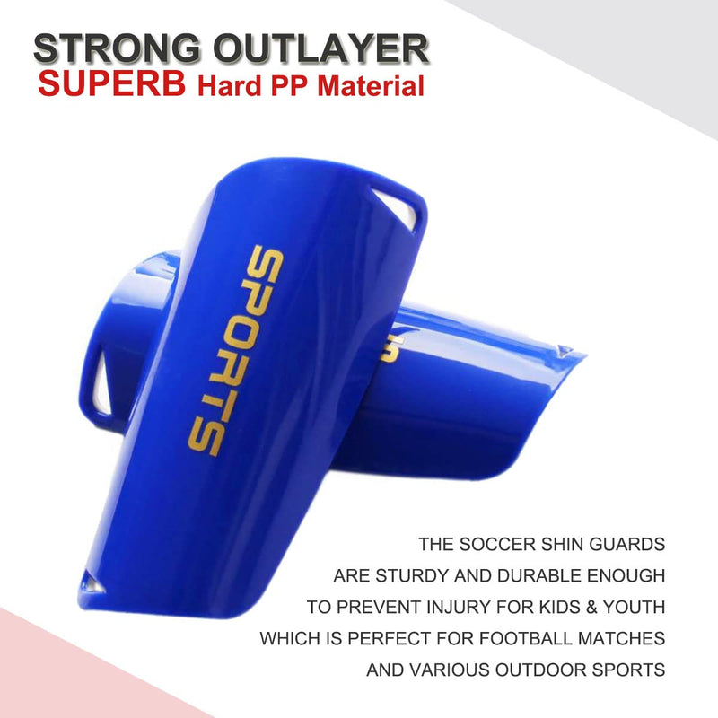 Soccer Shin Guards for Kids Youth Shin Pads and Shin Guard Sleeves Protective Gear Soccer Equipment Calf Sleeves for Boys Girls Kids Youth Teenagers Adult L 4'8-5'4 Blue - BeesActive Australia
