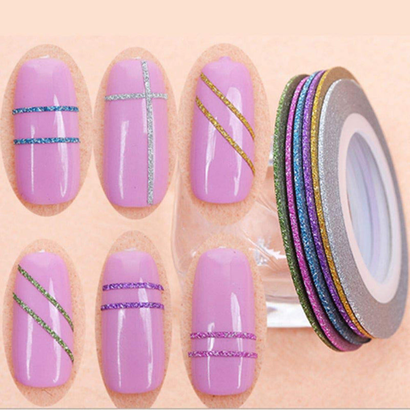 VIDELLY 40 Rolls Nail Striping Tape Line,Glitter Gold Silver Nail Art Stripping Tape Line,Shiny Matte Nail Art Supplies Striping Line Decoration Sticker Adhesive Decals Strips DIY Nail (1mm and 2mm) - BeesActive Australia
