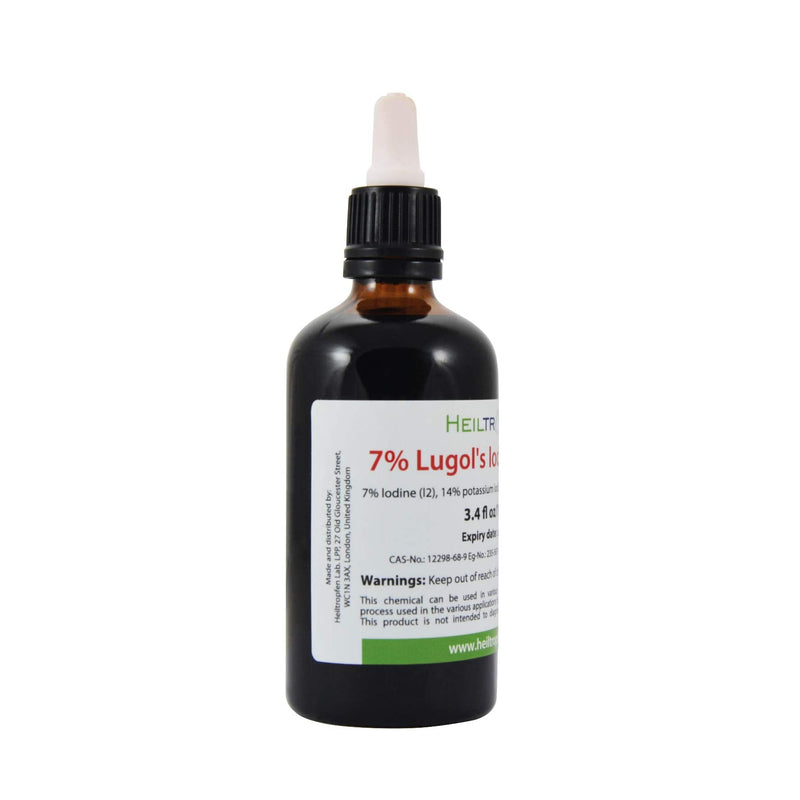 Lugols Iodine Solution 7% 3.4 Oz - 100 ml | 21% Lugol's Liquid Formulation | Made with 7 Percent Iodine and 14% Potassium Iodide | Heiltropfen® - BeesActive Australia