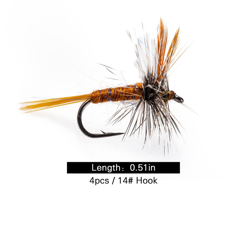 Fly Fishing Adams Dry Flies Assortment,4PCS - Nymph Bait Lure kit with 14#Hooks for Trout Bass - BeesActive Australia