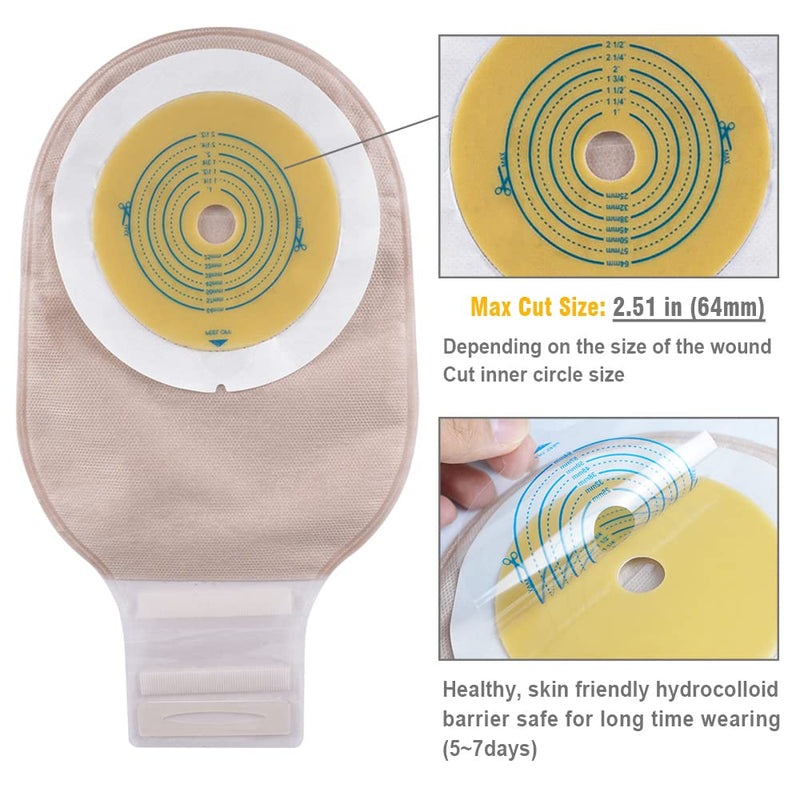 OUCHAN 1-Piece Ostomy Bags Colostomy Pouch with Hook and Loop 12”, Cut-to-Fit(20 pcs/Box) - BeesActive Australia