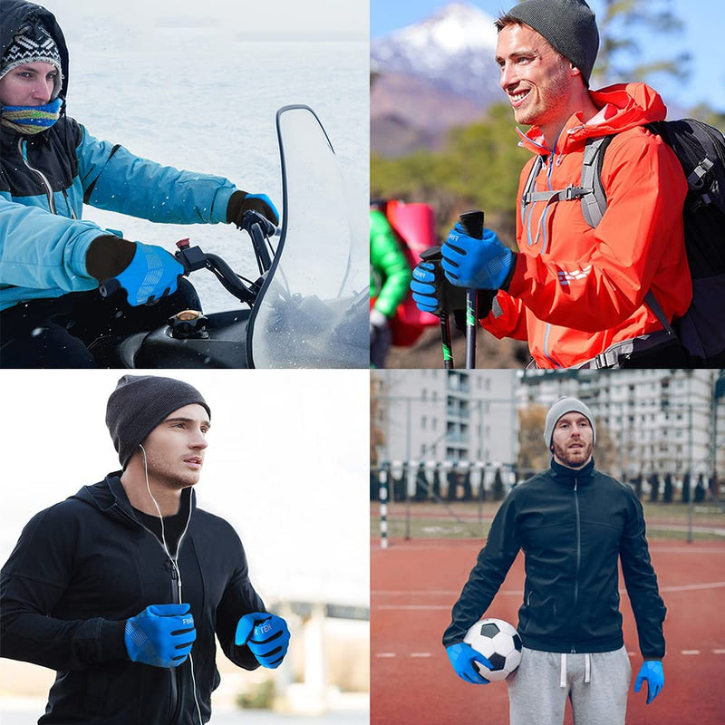 Winter Gloves Men Women Running Cycling Warm Touch Screen with Free Earband Pack Black X-Large - BeesActive Australia