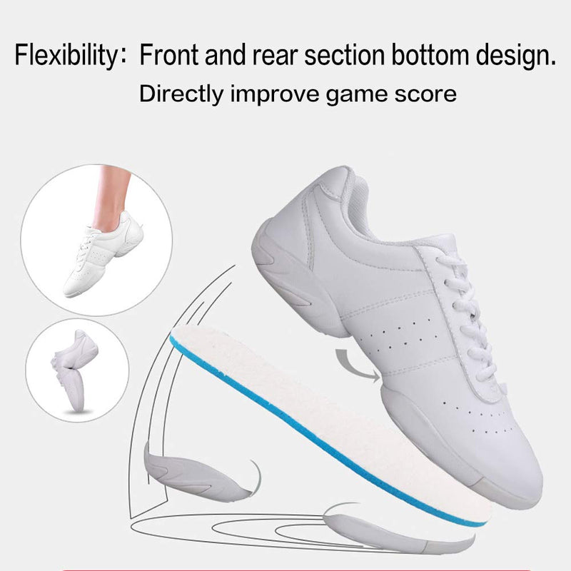 Smapavic Youth Girls Cheer Shoes White Cheerleading Dance Shoes Athletic Training Tennis Walking Competition Sneakers 6 White(women) - BeesActive Australia