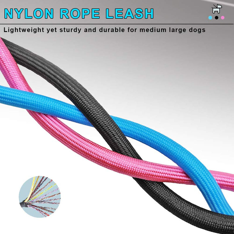 SEPXUFORE Tie Out Rope Dog Leash, 8-10-13-15-20-25-30-35-40-45-50FT Heavy Duty Nylon Check Cord for Medium Large Dogs Indoor/ Outdoor Playing Camping Backyard 3/8" x 25ft black - BeesActive Australia