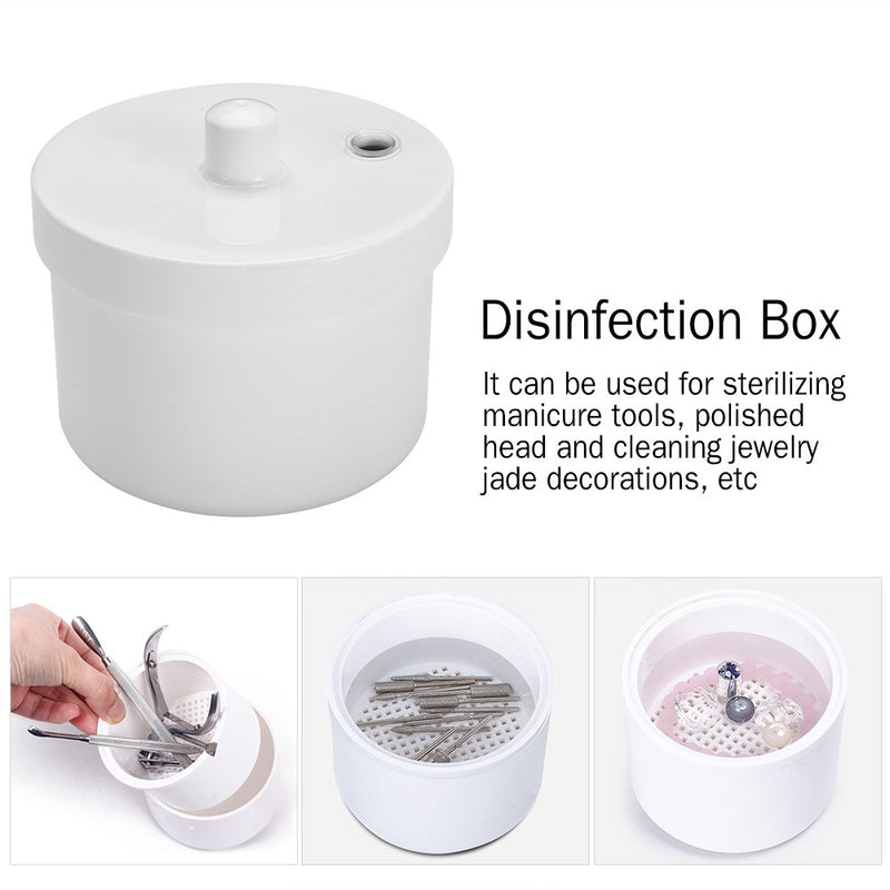 Disinfection Round Box, Sterilizer Jar Nail Art Metal Tools Clean Pot, Manicure Accessories Disinfection Box for Manicure Tools, Polished Heads and Jewelry Jade Decorations - BeesActive Australia