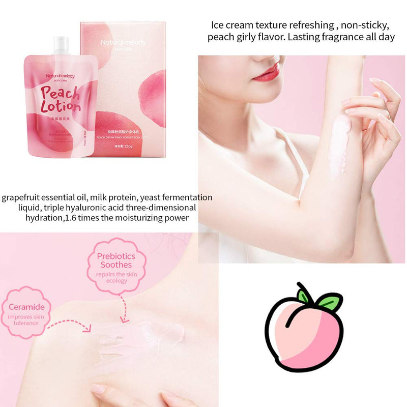 New Body Cream for Autumn and Winter, Natural Melody Peach Drunk Pinky Yogurt Lotion Body Care - Moistuizing, Smooth and Shiny (1pcs) 1pcs - BeesActive Australia