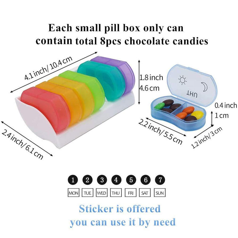 Pill Boxes Weekly Planner AM/PM 7 Day Daily Small Pills Dispensers Medicine Organizer for Vitamins,Supplements and Medication 2 Times a Day - BeesActive Australia