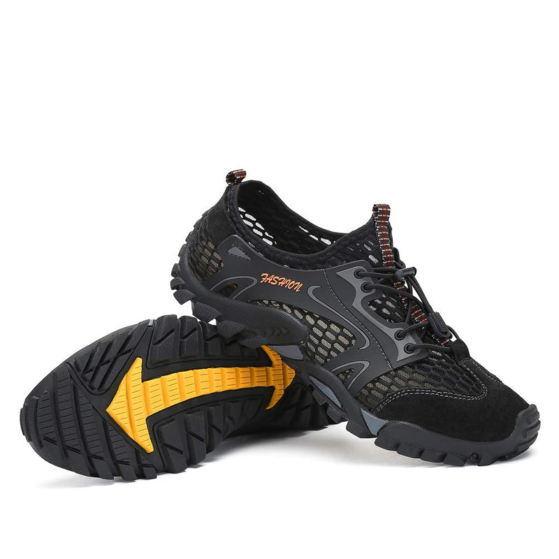 FLARUT Men's Sandals Barefoot Hiking Shoes Quick Dry Breathable Mesh Lightweight Outdoor Training Water Walking Shoes 10 B-black - BeesActive Australia