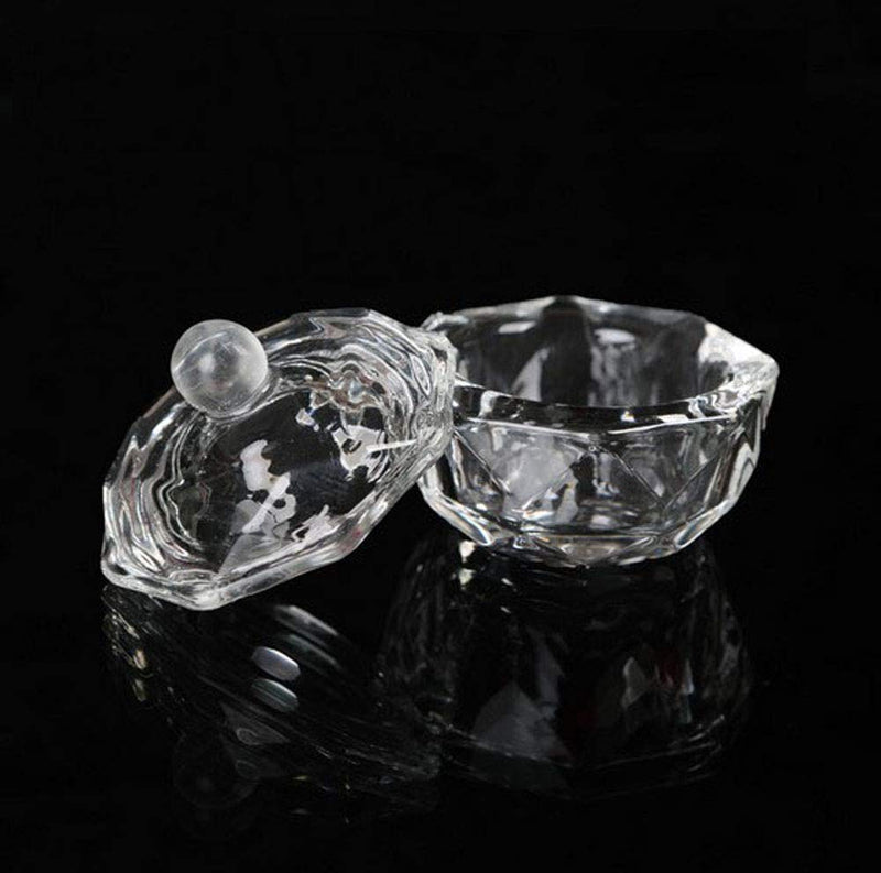 HugeDE 2 Pcs Glass Nail Dappen Dish with Lid Nail Manicure Bowl Cup for Liquid Powder - BeesActive Australia