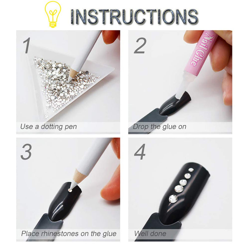 SILPECWEE 6 Boxes 3D Mix-shape Metal Nail Studs Big Gem Pearls Nail Art Rhinestone Nail Rivet Set Nail Jewels Decoration With 1Pc Tweezers And Picker Pencil NO1 - BeesActive Australia