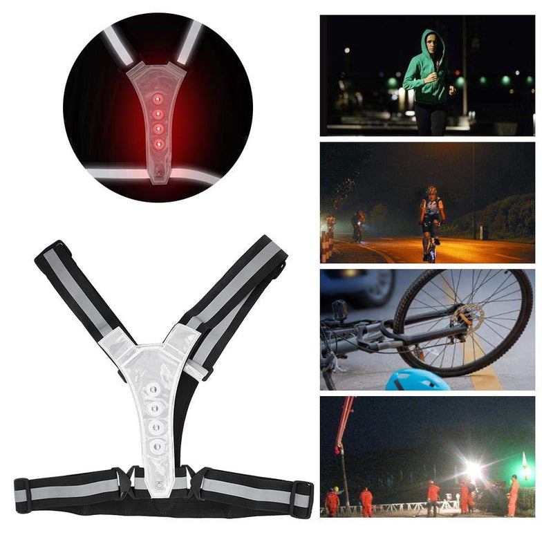Alomejor Led Safety Vest High Visibility Reflective Running Vest with Adjustable Waist for Night Light Jogging Biking Cycling Black White - BeesActive Australia