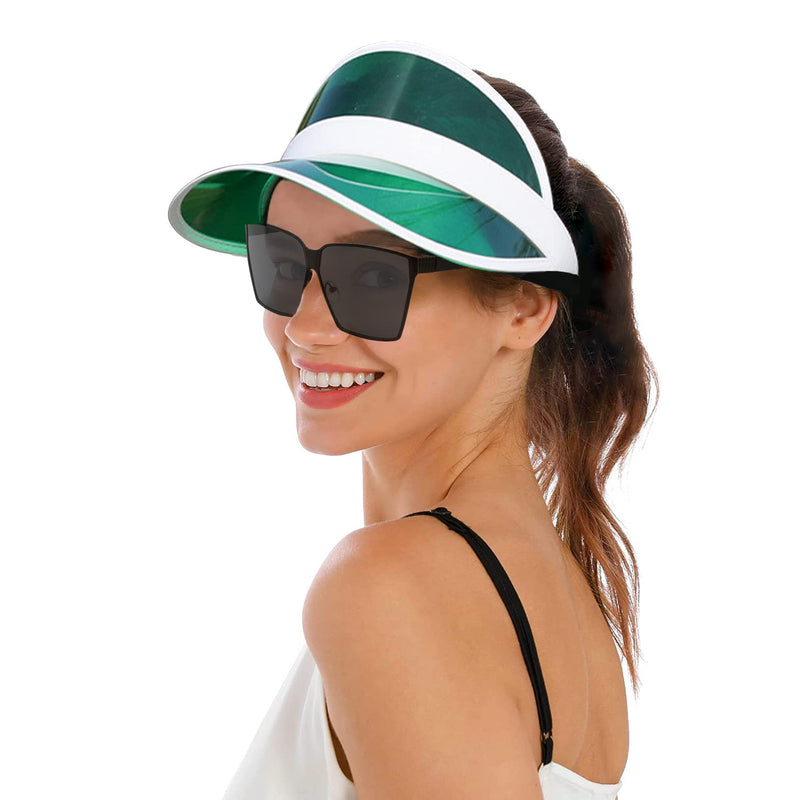 Yuanhe Clear Sun Visor Plastic Casino Dealer Poker Visors Beach Sunhat for Women UV Protection 5PCS Green - BeesActive Australia