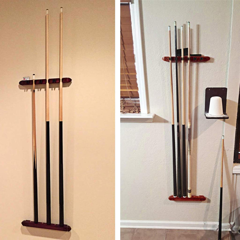 [AUSTRALIA] - OwnMy Billiard Cue Rack 6/8 Pool Cues Wall Mount Mahogany Finish Hardwood Pool Cue Sticks Rack Billiard Stick Wall Rack with 6/8 Cue Clips Mahogany / 6 Cues 