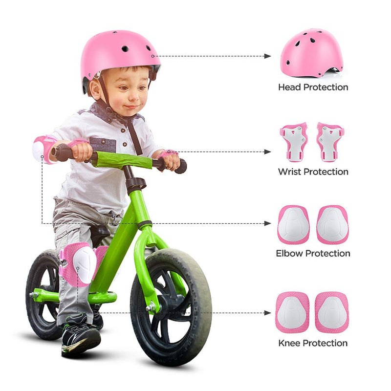 DaCool Kids Bike Helmet Skateboard Knee Pads - Toddler Helmet Adjustable for 5~10yrs Girls Boys Child Kids Protective Gear Set for Sport Cycling Bike Roller Skating Scooter Rollerblade 1-Pink - BeesActive Australia