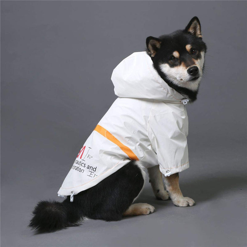 ChoChoCho Dog Raincoats, Reflective Rain Jacket Water Proof, Dog NASA Costume, Dog Clothes, Pet Stylish Streetwear Outfit for Dogs Cat Puppy Small Medium Large 3XL (Chest: 23''-28'' / Suggest: 28-41 lbs) White (Reflective) - BeesActive Australia