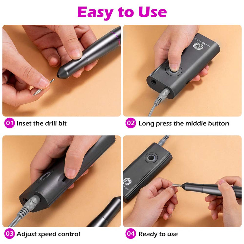 Electric Nail Drill, 30000RPM Professional Nail Drills for Acrylic Nails, Portable & Rechargeable Nail File Drill Kit for Shaping, Buffing, Removing Acrylic & Gel Nails Pedicure Manicure Tools - BeesActive Australia