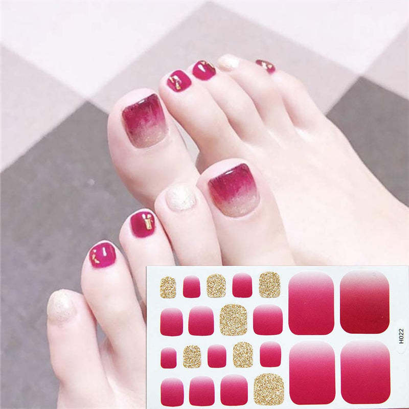 SILPECWEE 6 Sheets Glitter Toe Nail Polish Strips Stickers Tips And 1Pc Nail File Leaf Adhesive Nail Art Wraps Decals Manicure Kit For Women No1 - BeesActive Australia