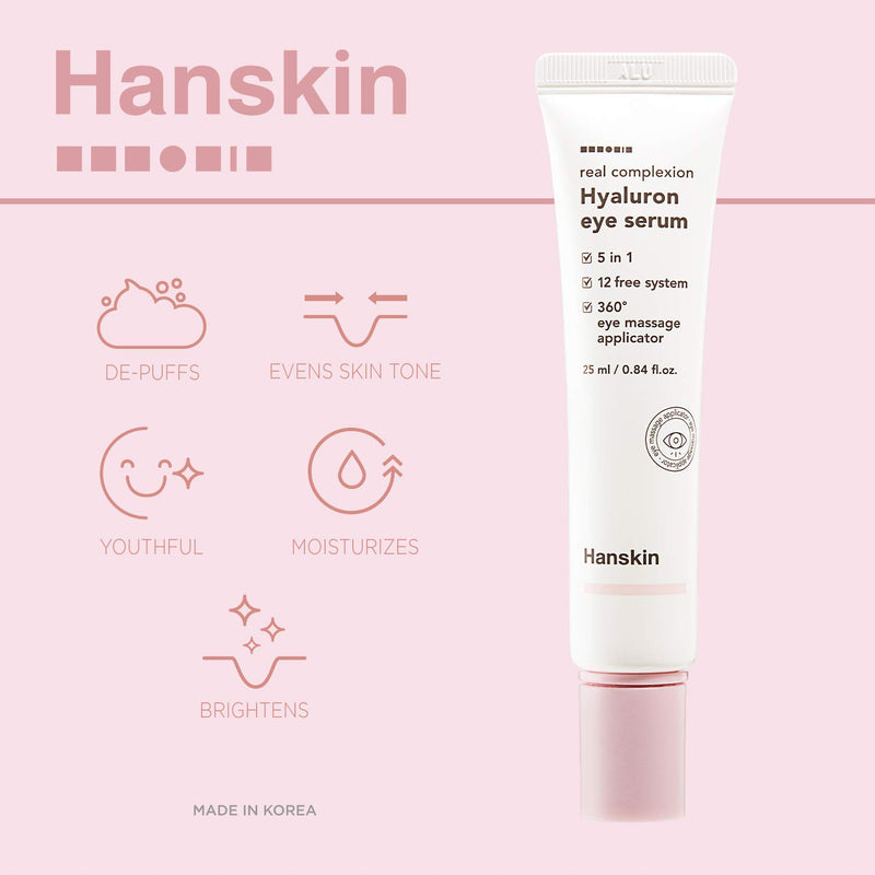 Hanskin Real Complexion Hyaluron Eye Serum, 360° Eye Massage Applicator, De-Puff Moisturize Hydrate [25ml] - BeesActive Australia