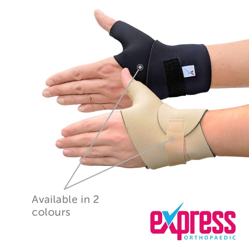 Express Orthopaedic® - Medically Approved Neoprene Wrist & Thumb Support Wrap - Bilateral (Beige, SMALL - Wrist Circ:15-17cm) Beige - BeesActive Australia