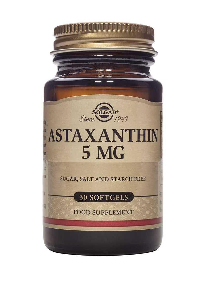 Solgar Astaxanthin 5 mg Softgels - Pack of 30 - Source of Carotenoids - Derived from Fresh Water Algae - Free from Sugar, Salt and Starch - BeesActive Australia