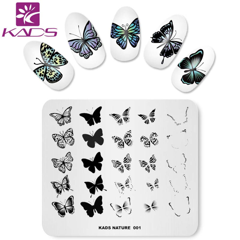 KADS Nail Art Stamp Plate Overprint Butterfly Flower Leaves Series Nail stamping plate Template Image Plate Nail Art DIY Decoration Tool - BeesActive Australia