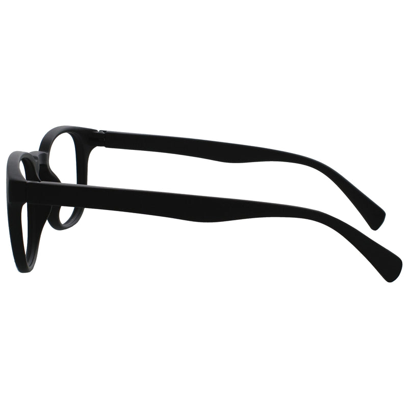 Opulize Pop Reading Glasses Fun Round Matt Frame Black Spring Hinges Scratch Resistant Mens Womens R2-1 +1.50 Smooth Matt Black +1.50 Magnification - BeesActive Australia