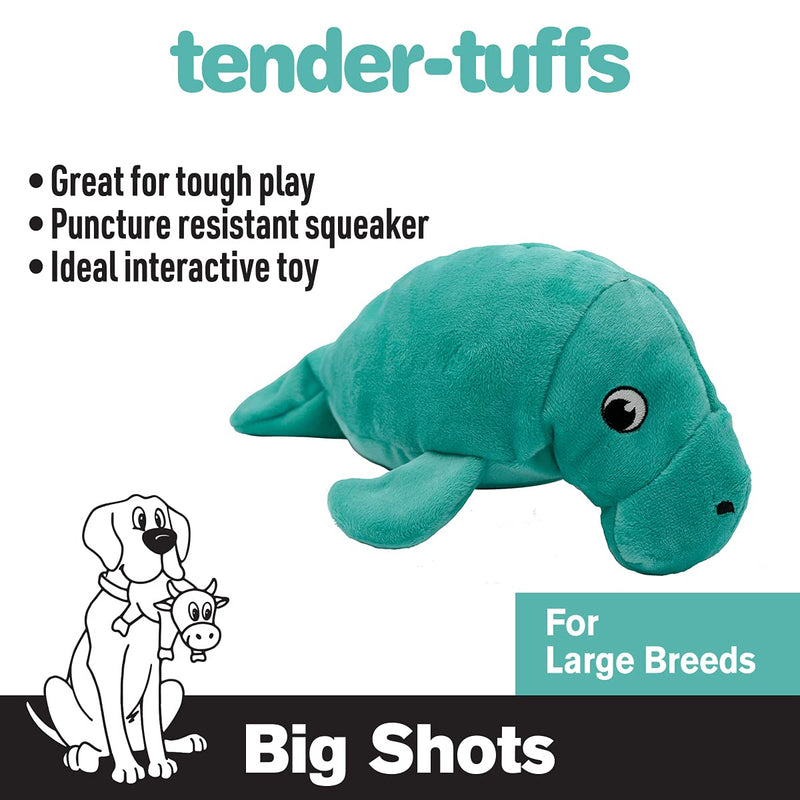 Snuggle Puppy Tender-Tuffs - Large Marine Stuffed Plush Manatee Toy - With Puncture Resistant Squeaker, Great for Big Dogs - BeesActive Australia
