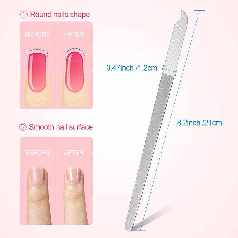 8 Packs Diamond Nail File Stainless Steel Double Sided Nail File Metal File Buffer Fingernails Toenails Manicure Files Manicure Pedicure Tools for Salon and Home, 8 Inches - BeesActive Australia