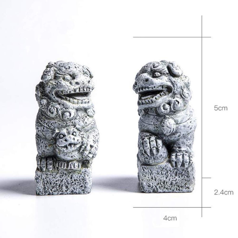 Smoothedo-Pets Fish Tank Decorations Aquarium Decoration Small Size Ornaments Accessories Fish Hides Asian Japan Garden Mini Lion Statue/Pair - BeesActive Australia