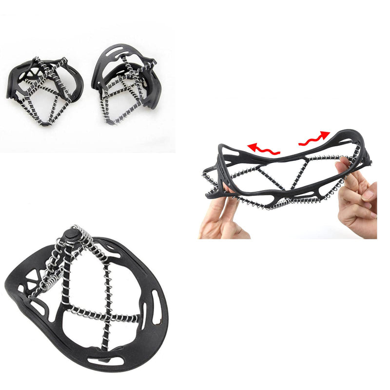 Walk Traction Cleats,Ice Cleats Anti Slip Crampons Rubber Spikes Ice Snow Grippers for Boots and Shoes for Winter Walking on Snow and Ice Climbing Hiking Mountaineering 2PCS for Man and Woman TPE - BeesActive Australia