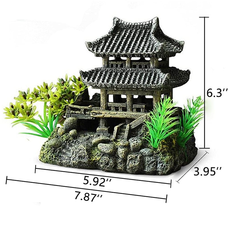 IBWell Classical Large Chinese Building Resin Aquarium Castle Decorations Fish Tank Ornaments #Building - BeesActive Australia