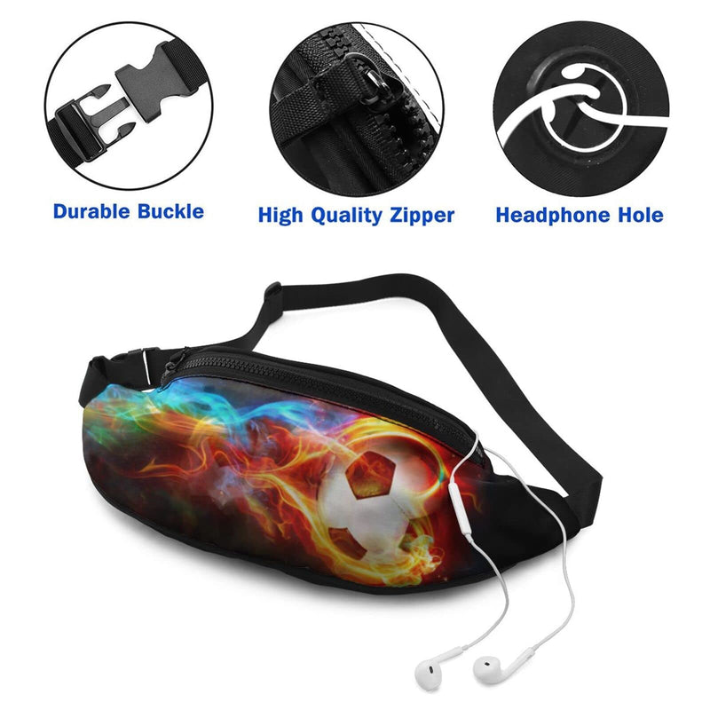 Fire Soccer Fanny Pack For Men Women,With Adjustable Zipper Lightweight Strap Waist Pack For Casual Running Hiking Fire Soccer - BeesActive Australia